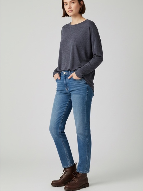 Time and Tru Tops - Time and Tru Gray Long Sleeve Relaxed Fit‎ Shirt Tail Hem Top, size large